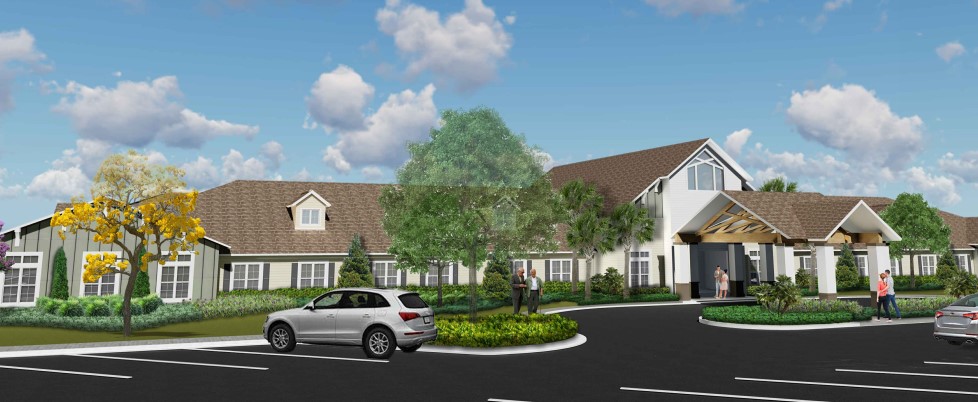 nursing home rendering image from the parking lot
